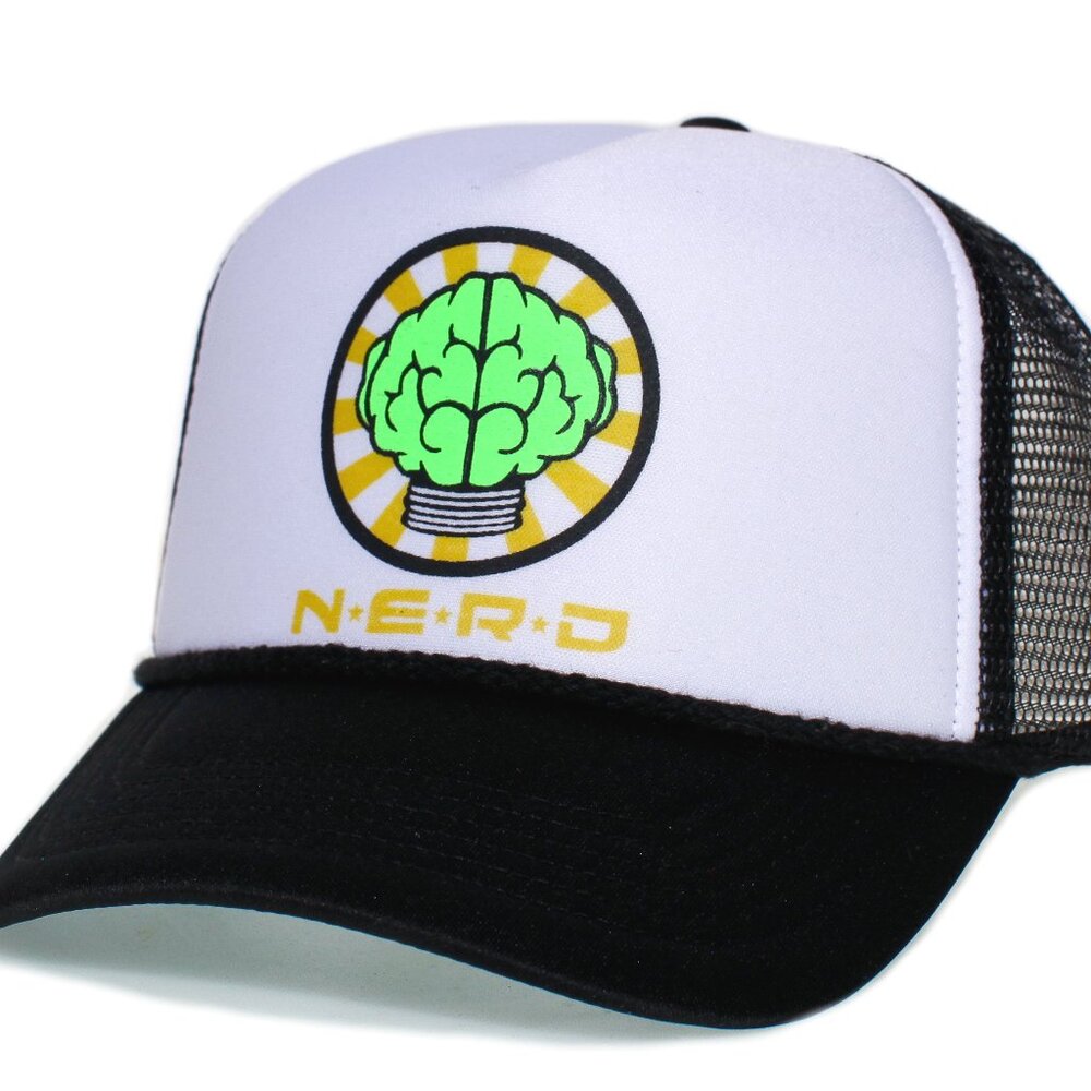 NERD Trucker Hat Neptunes N*E*R*D Cap N.E.R.D. Blak/White